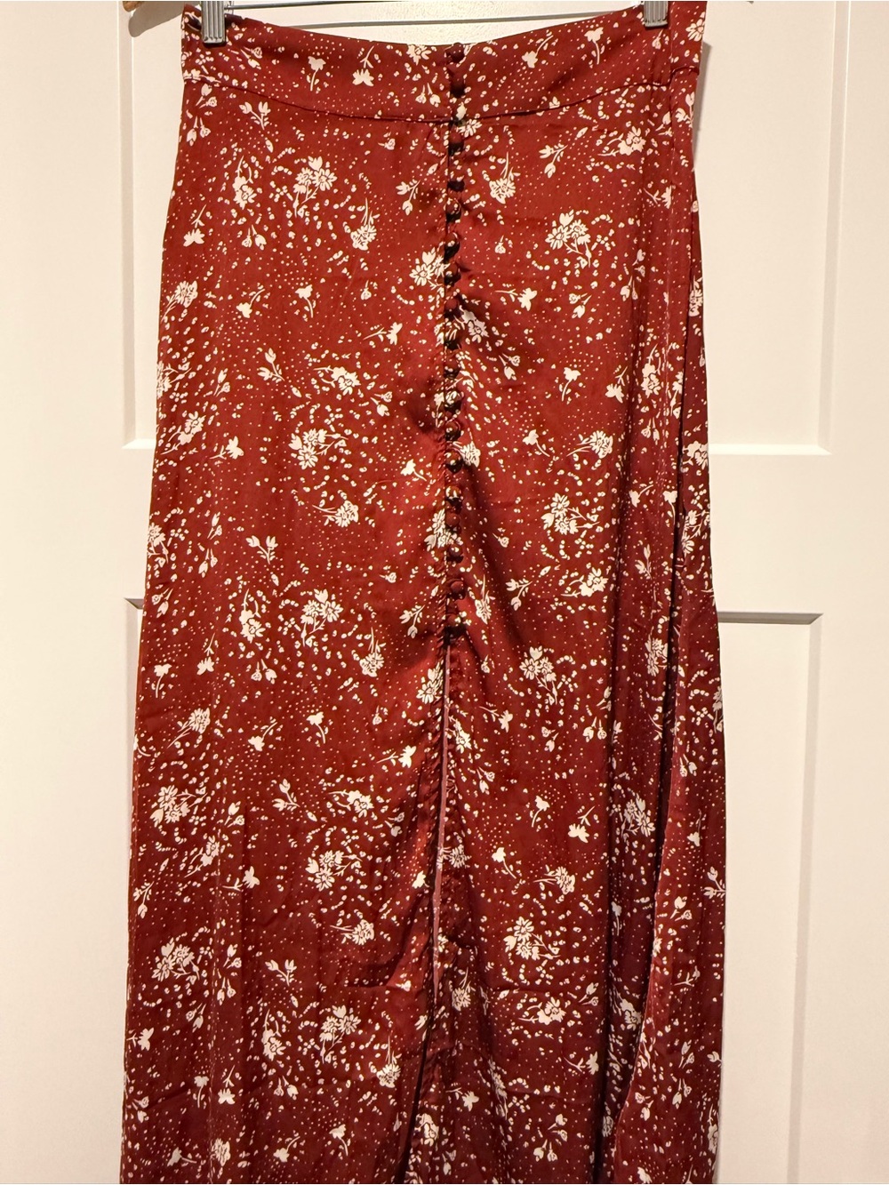 Free People Rust Floral Button-Front Maxi Skirt